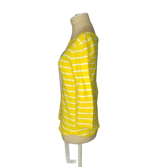Talbots Cotton Tee Yellow Striped Size SP - Picture 4 of 5